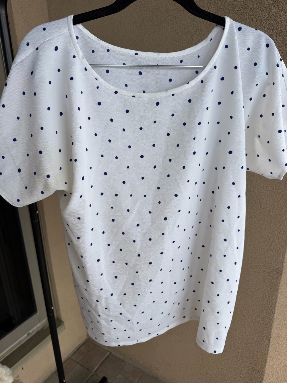 Vintage White and Blue Polka Dot Short Sleeve Blouse Size M - Picture 6 of 7